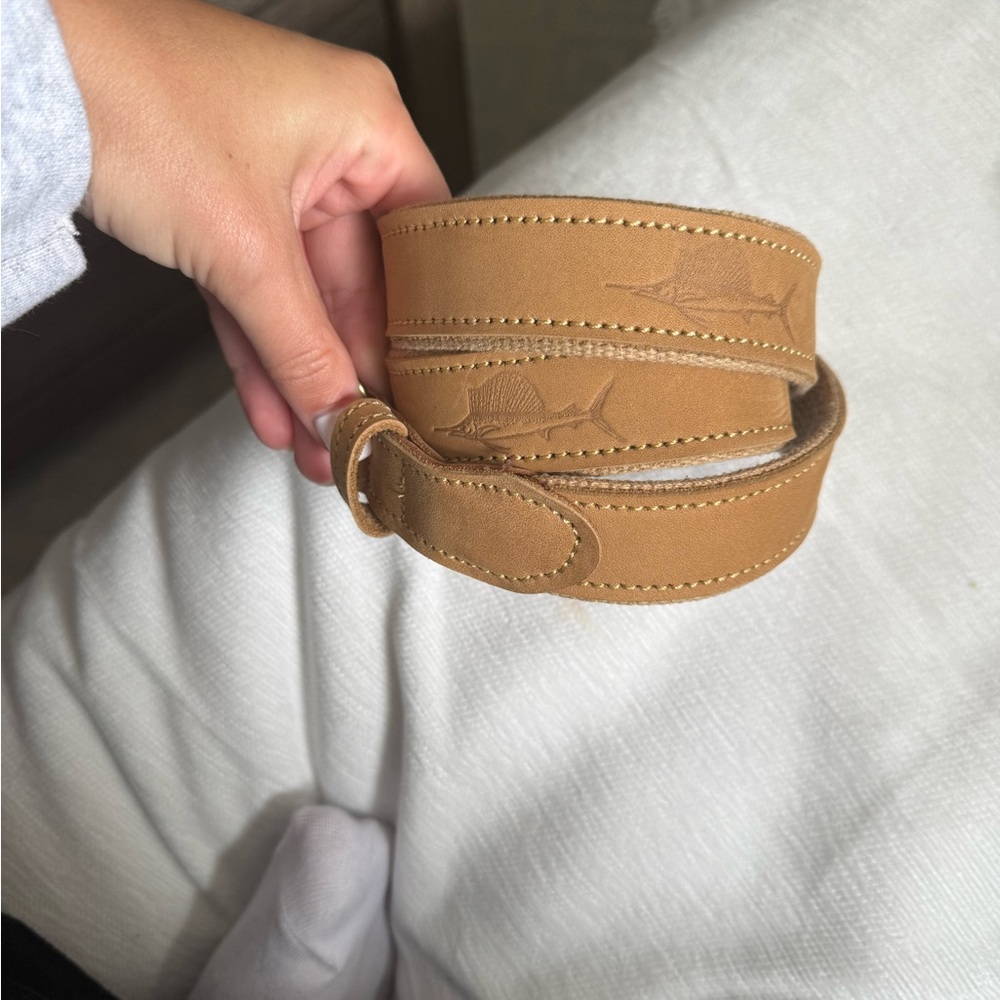 Leather Imprinted Fish belt
